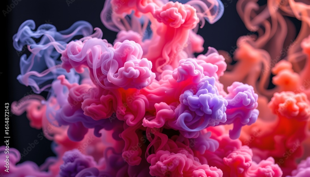 Fototapeta premium Vibrant Colorful Smoke Explosion Dark Background