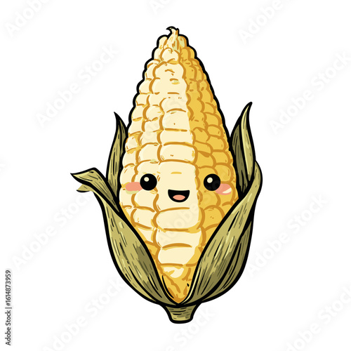 Kawaii Corn on the Cob with Blushing Face