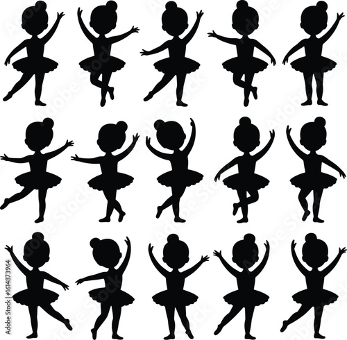 Dancing ballerinas in silhouette ballet dancer