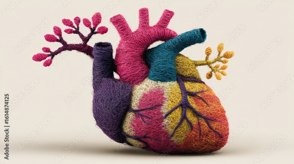 Naklejka premium Colorful heart design with intricate details.