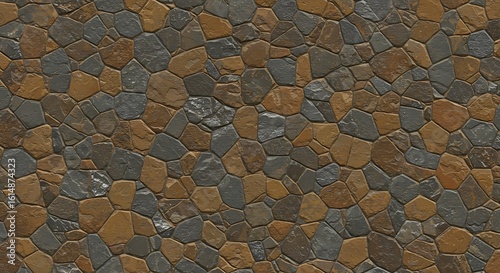 Seamless brown and grey cobblestone wall texture for background design and architecture