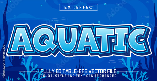 Aquatic font Text effect editable