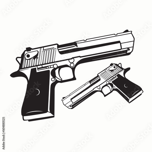 Gun in Perspective: An artistic perspective captures the power and design of a handgun, a symbol of both precision and potential, rendered in bold black and white.