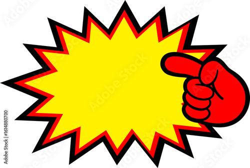 Promotion tags Price and sale signs with pointing hand icon. red yellow color isolated template.
