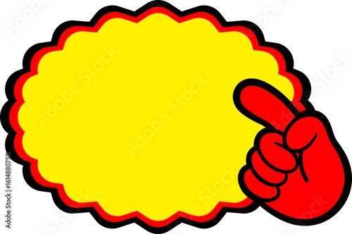 Promotion tags Price and sale signs with pointing hand icon. red yellow color isolated template.
