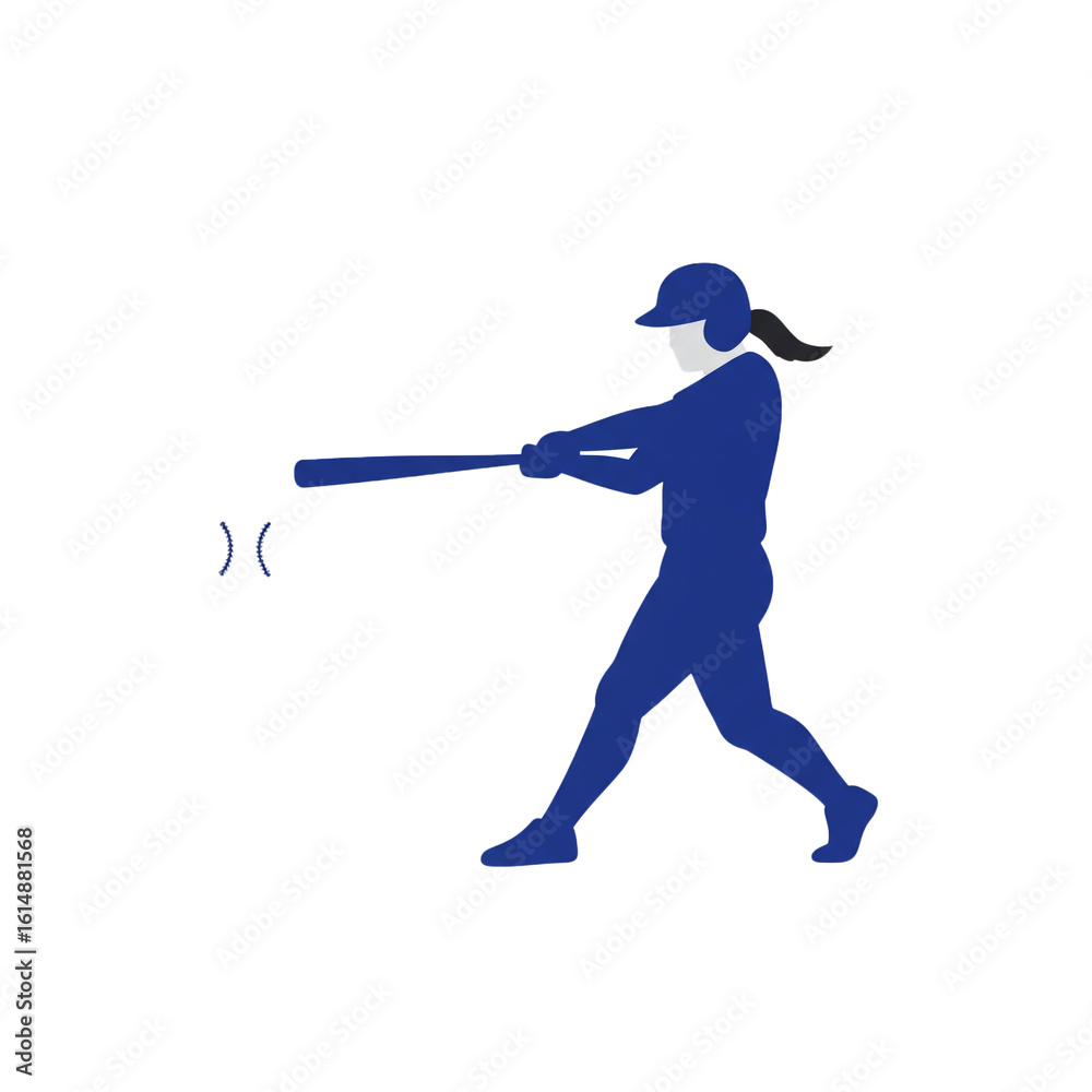 Obraz premium An energetic silhouette of a female batter striking a baseball with precision and strength on the field.