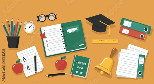 School Supplies Flat Lay Education Concept