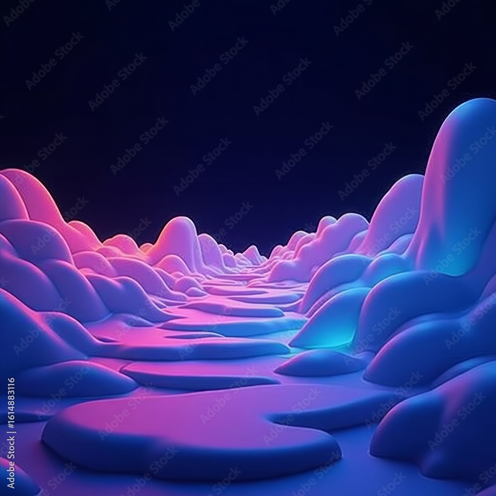 Obraz premium Undulating landscape glowing neon abstract background
