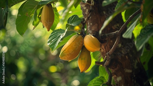 A pawpaw tree with ripe pawpaws