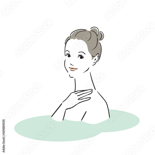 気持ちよさそうに入浴する綺麗な女性