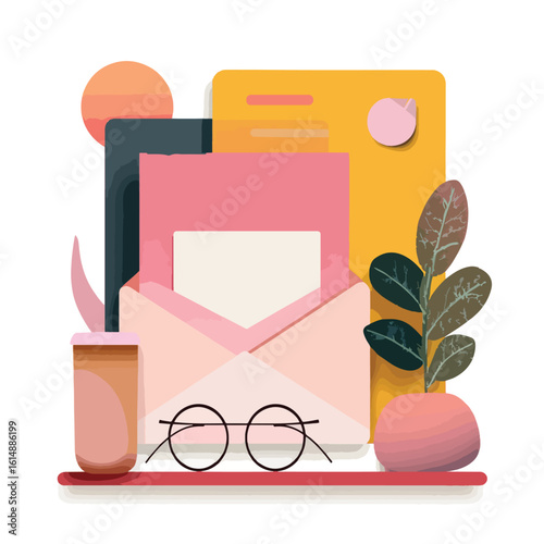 email isolated in White Background, email vector, Flat lay vector illustration