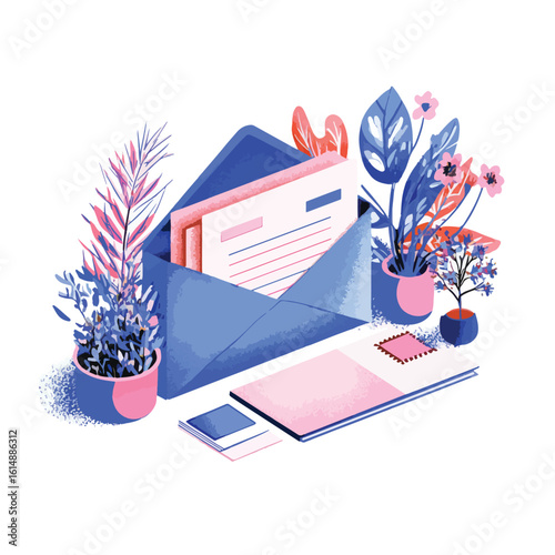 email isolated in White Background, email vector, Flat lay vector illustration