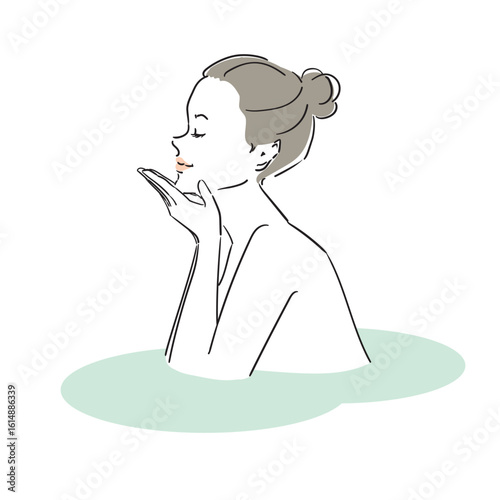 気持ちよさそうに入浴する綺麗な女性