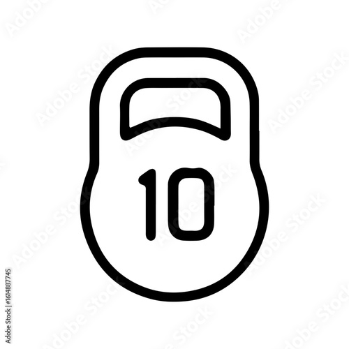 Illustration of a ten pound kettlebell weight with a handle outline
