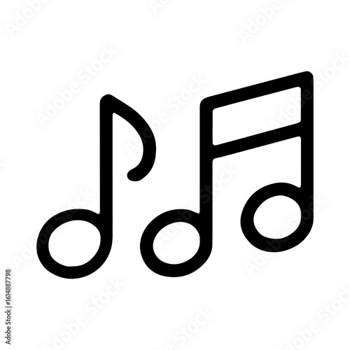 Illustration of two musical notes isolated on a plain white surface