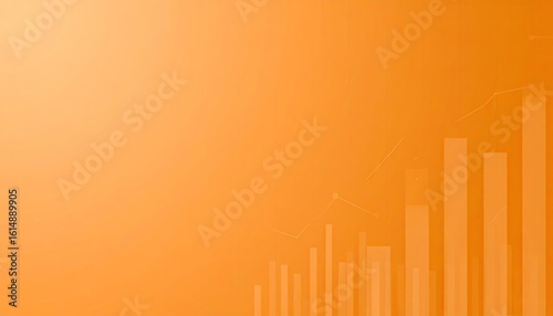 Abstract Bar Chart Overlay On Warm Orange Gradient Backdrop with Light Effects