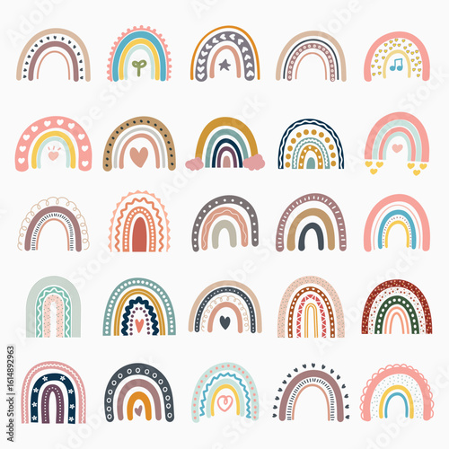 Baby Rainbow, Pastel stylish trendy rainbows vector illustrations