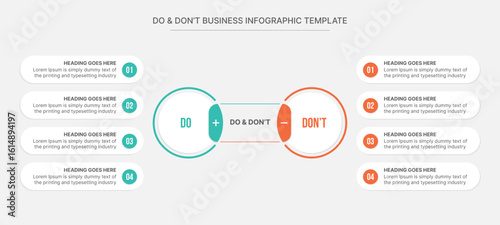 Dos and Don'ts, Pros and Cons, Vs, Versus Comparison Circle Infographic Design Template