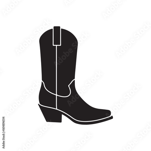 Silhouette of single cowboy boot vector flat illustration design