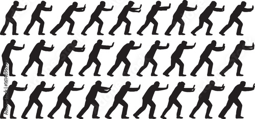 people push silhouette