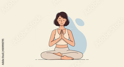 Woman meditating in lotus position, peaceful mindfulness