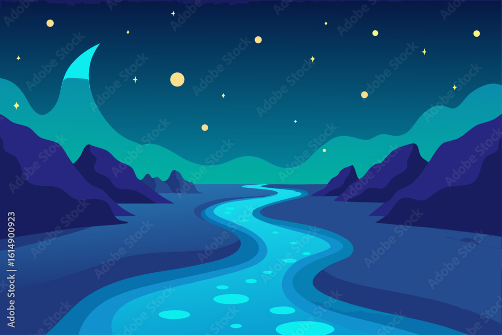 Obraz premium Night landscape with river view