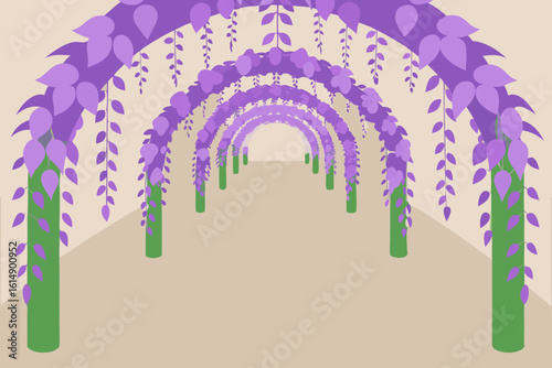 Aisle with wisteria arches