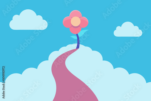 Flower path over the cloud top