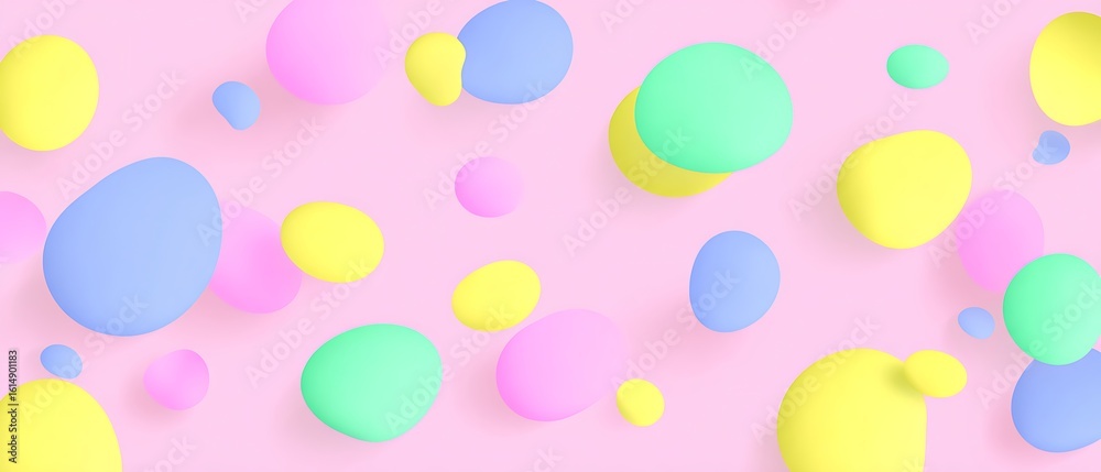 Pastel shapes on a pink surface