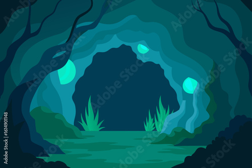 Illustration of a dark cave