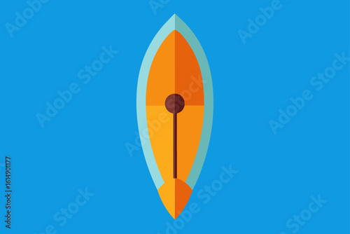 Flat orange surfboard on water