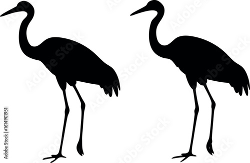 heron black silhouette vector, egret black symbol