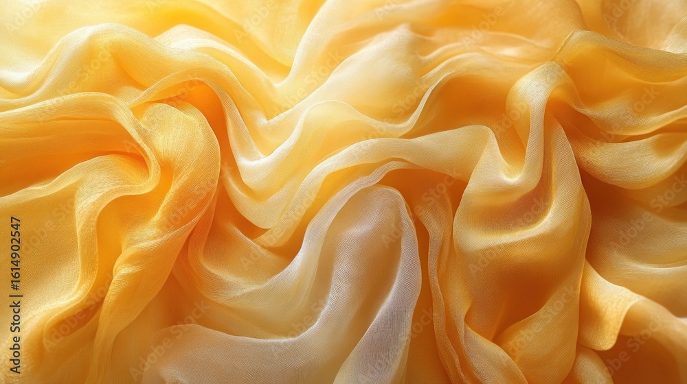 Obraz premium Yellow fabric with a very large amount of folds on it