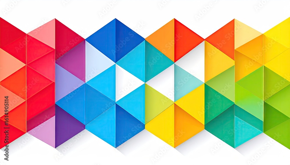 Naklejka premium Colorful Triangle Pattern Abstract Background with Shadow Effect and a White Backdrop