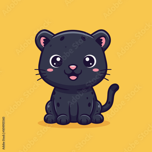 A cute happy lovely panther cartoon illustration