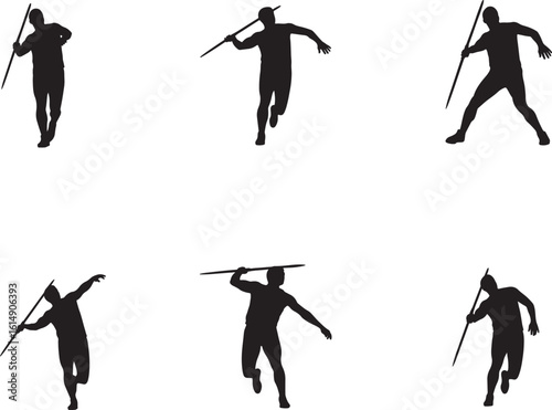 Athlete Throwing Javelin in Six Poses