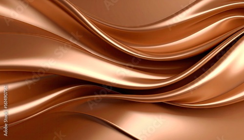 Elegant Bronze Satin Waves on Clean White Background Showcasing Fluid Motion And Luxurious Texture