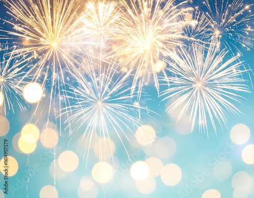 Fireworks display against a twilight sky