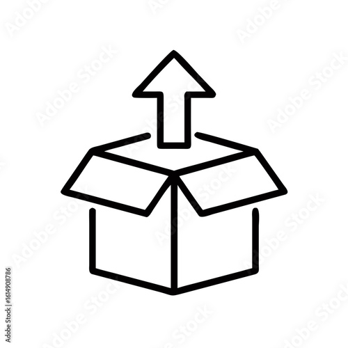 Open box with upward arrow symbolizing delivery and growth  