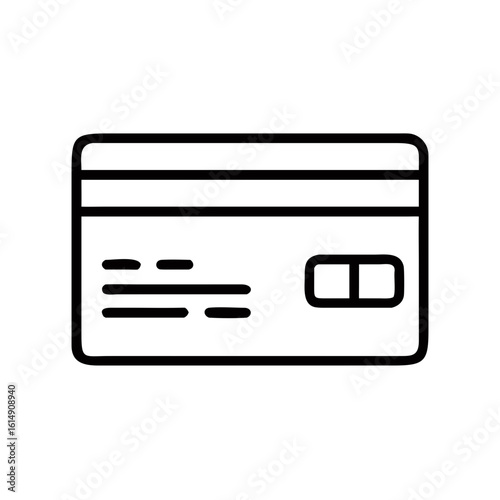 Credit card illustration in simple black line design  