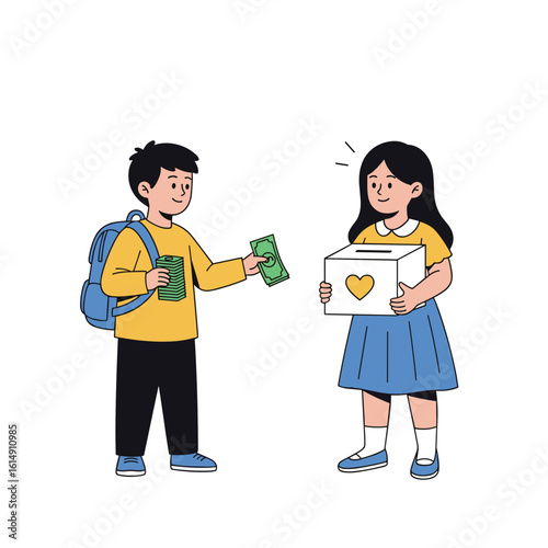 Children participating in a charity drive collecting donations for a good cause