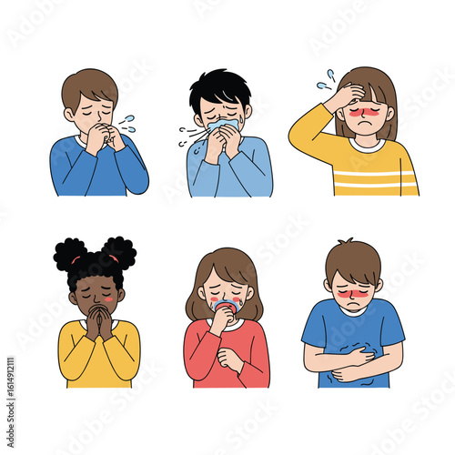 Illustrating common childhood illnesses symptoms and their impact on young children's well-being and daily life activities