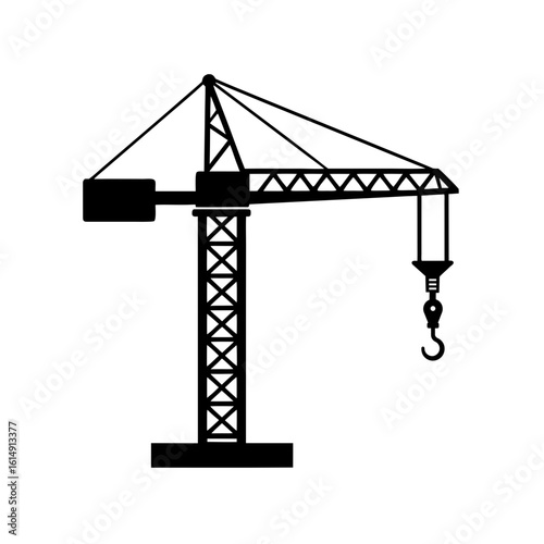 Construction Crane Silhouette Vector Flat and Clean