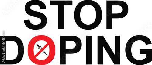 Stop Doping Warning Label – Sports Drug-Free Certification Logo Vector