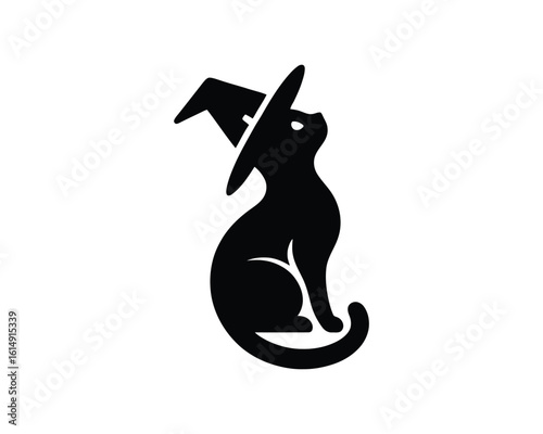Enchanting Feline Sorceress A Halloween Vector Illustration