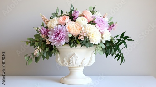 Wallpaper Mural Urn floral centerpiece with trailing vines and soft pastel petals Torontodigital.ca