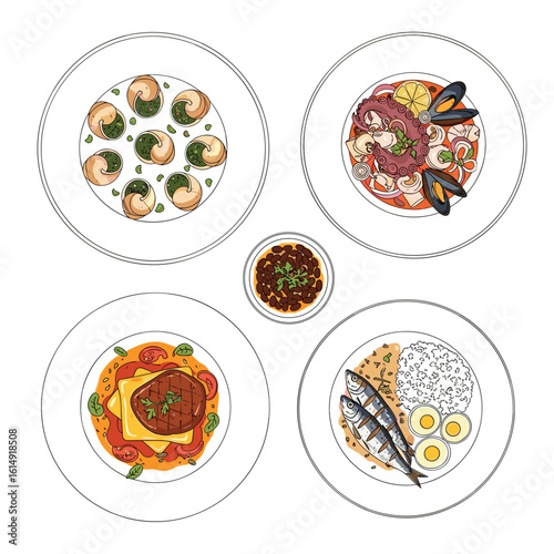 A culinary collection of delicious dishes showcasing diverse flavors and appetizing ingredients
