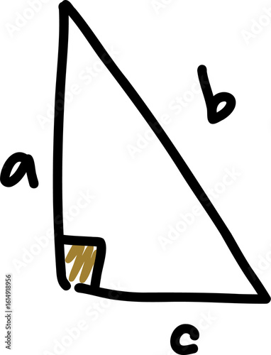 Hand Drawn Right Angled Triangle Diagram