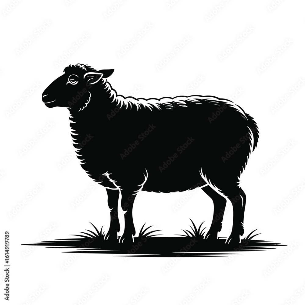 Obraz premium Silhouette of a sheep standing in grass