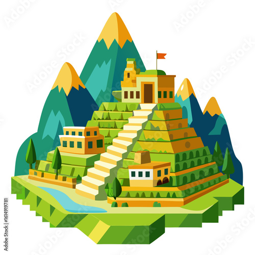 Vector illustration of Machu Picchu ruins